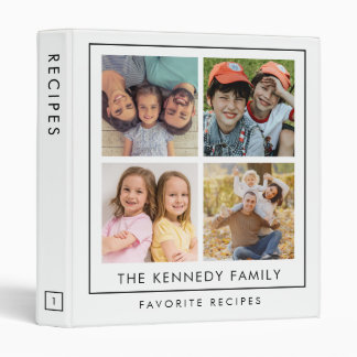 Modern 4 Photo Collage Family Recipes Cookbook 3 Ring Binder