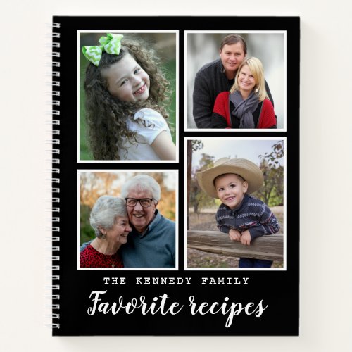 Modern 4 Photo Collage Family Recipes Cookbook Notebook