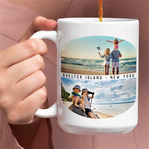 Modern 4_Photo Collage  Family Vacation Keepsake Coffee Mug