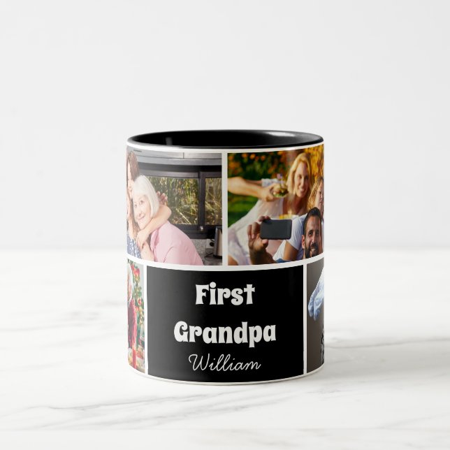 Modern 4 Photo Collage First Grandpa  Mug (Center)