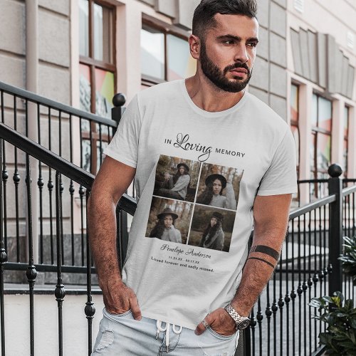 Modern 4 Photo Collage Funeral T_Shirt