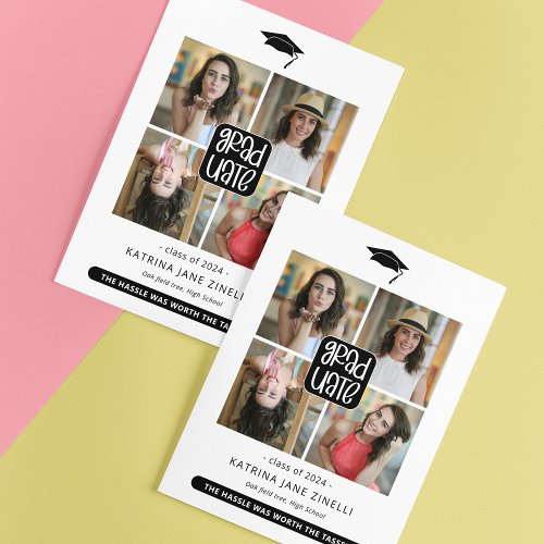 Modern 4 Photo Collage Graduation Announcement