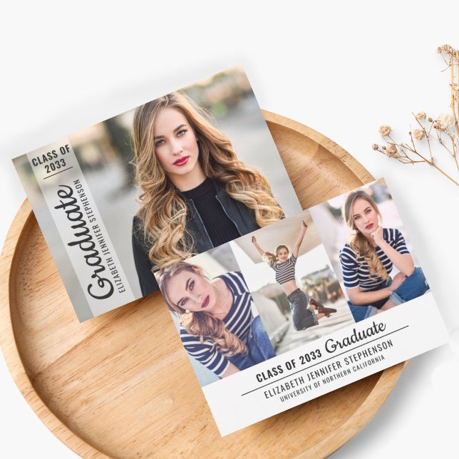  Modern 4 photo collage graduation overlay simple Announcement (Creator Uploaded)