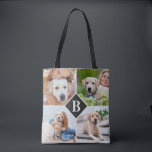 Modern 4 Photo Collage Monogram Pet Dog Lover Tote Bag<br><div class="desc">Celebrate your best friend and favorite memories with a custom Pet Monogram Photo Collage Tote Bag . When you have so many fun memories and photos , one photo isn't enough . Our Custom Dog Tote Bag has 4 photos and a center monogrammed initial to personalize . This personalized 4...</div>