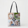 Modern 4 Photo Collage Monogram Pet Dog Lover Tote Bag