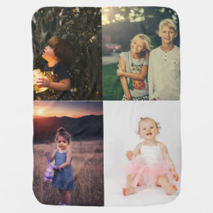 Modern 4 Photo Collage Personalized Baby Blanket