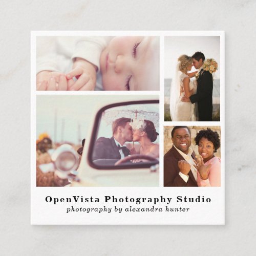 Modern 4_Photo Collage  Professional Photographer Square Business Card