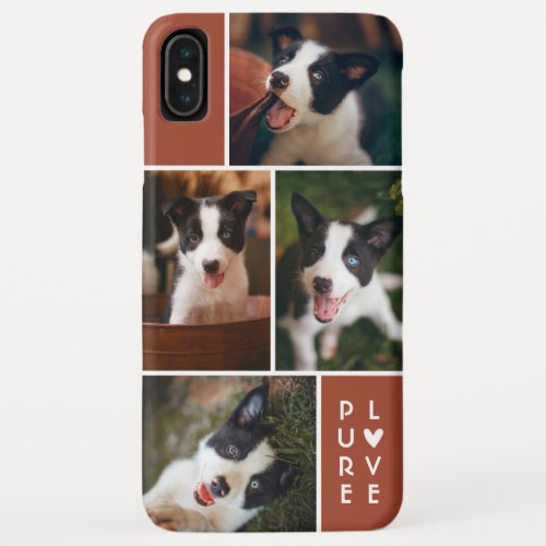 Modern 4 Photo Collage  Pure Love  Burnt Orange iPhone XS Max Case