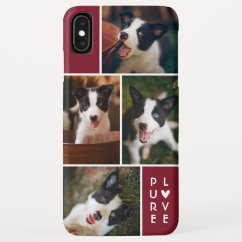 Modern 4 Photo Collage  Pure Love  Cranberry iPhone XS Max Case