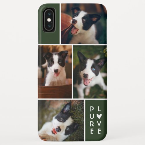 Modern 4 Photo Collage  Pure Love  Dark Olive iPhone XS Max Case