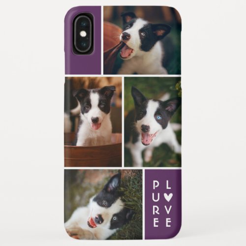 Modern 4 Photo Collage  Pure Love  Plum Purple iPhone XS Max Case