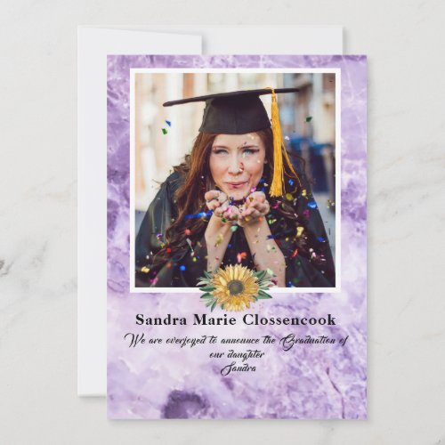 Modern 4 Photo Collage  Sunflower graduation  Announcement