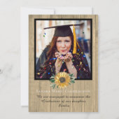 Modern 4 Photo Collage Sunflower graduation   Announcement (Back)