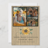 Modern 4 Photo Collage Sunflower graduation   Announcement (Front)