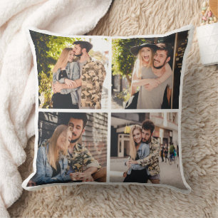 Modern 4 Photo Collage Throw Pillow