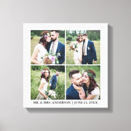 Modern 4 Photo Collage Wedding Canvas Print