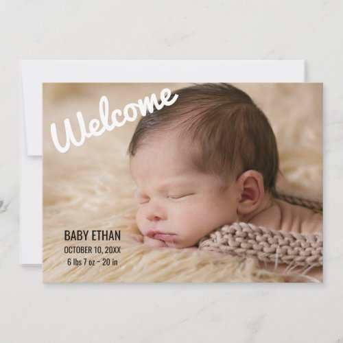 Modern 4 Photo Collage Welcome Sibling Birth Announcement