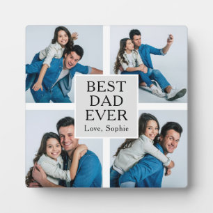 Modern 4 photo Custom Text Father's Day Plaque