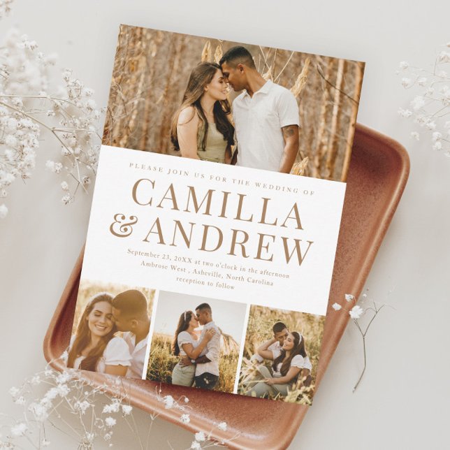 Modern 4 Photo Elegant Wedding Invitation (Creator Uploaded)