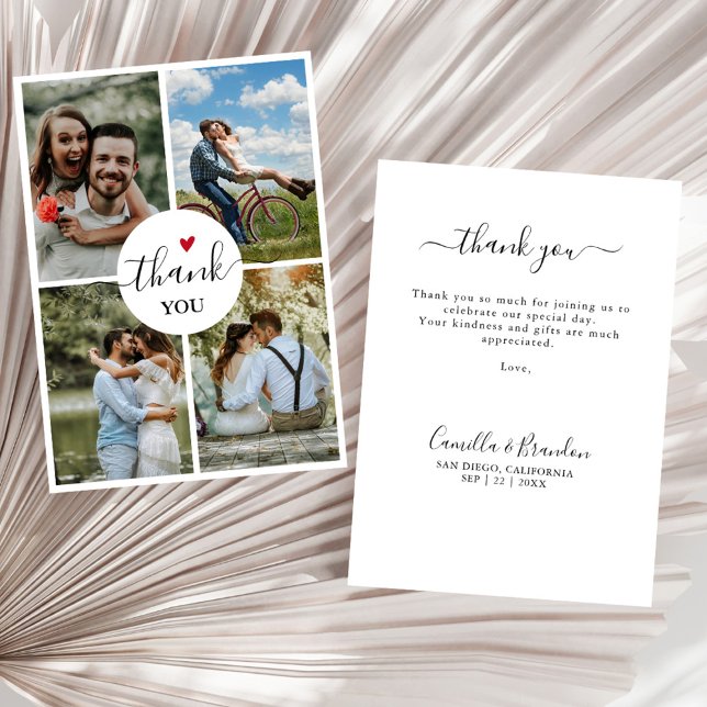 Modern 4 Photo Elopement Wedding Thank You Invitation (Creator Uploaded)