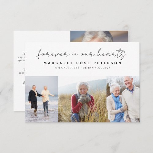 Modern 4 Photo Funeral Sympathy Thank You Card