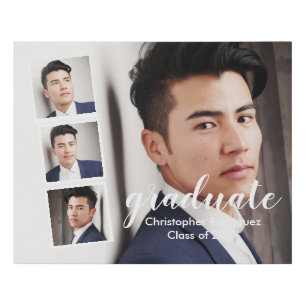 Modern 4 Photo Graduation Faux Canvas Print