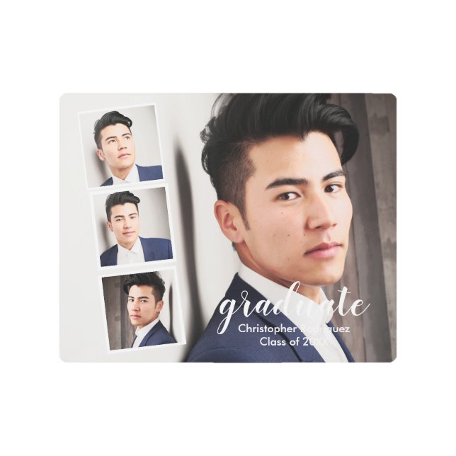Modern 4 Photo Graduation Metal Print (Front)