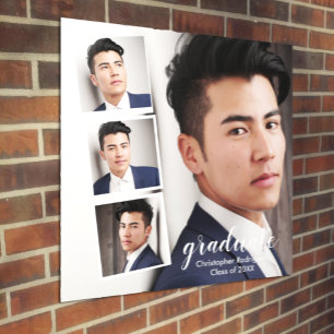 Modern 4 Photo Graduation Peel And Stick Photo Tile