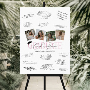 Modern 4 Photo Guest Graduation Signature  Foam Board