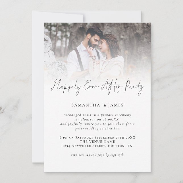 Modern 4 Photo Happily Ever After Wedding Invitation (Front)