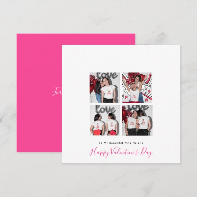 Modern 4 photo LGBT Lesbian Love Wife Valentine Holiday Card (Front/Back)