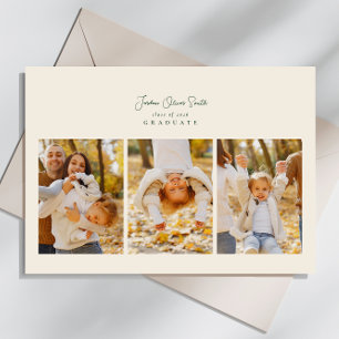 modern 4 photo script calligraphy graduation announcement