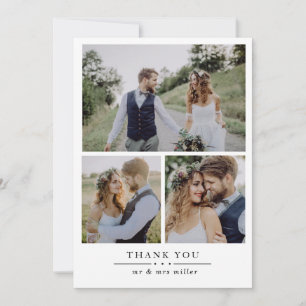 Modern 4 Photo Wedding Thank You Card
