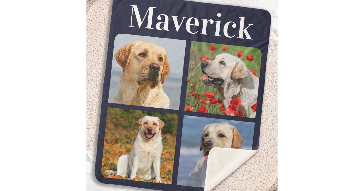 Picture of Modern 4 Photos Collage Personalized Pet Dog Sherpa Blanket | Zazzle