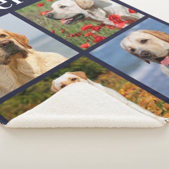 Modern 4 Photos Collage Personalized Pet Dog Sherpa Blanket | Zazzle