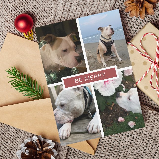 Modern 4 Photos Grid Flat Holiday Card (Modern 4 Photos Grid Flat Holiday Card)