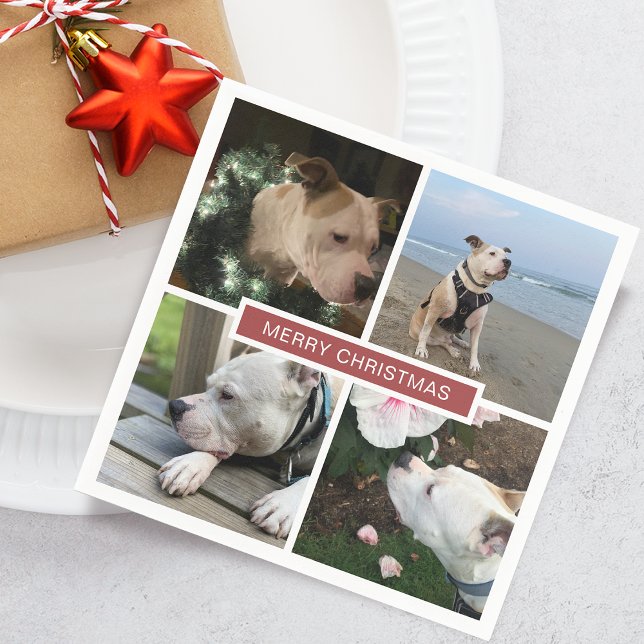 Modern 4 Photos Grid Paper Napkins (Modern 4 Photos Grid Paper Napkins)