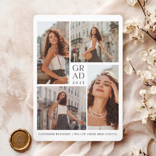 Modern 4 Photos Simple Graduation Invitation