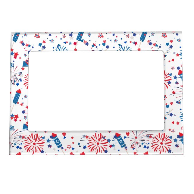 Modern 4th July Pattern 03 Black BG Magnetic Frame (Front)