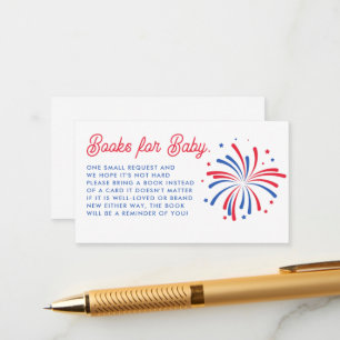 Modern 4th of July Baby Shower Books for Baby Enclosure Card