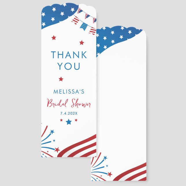 Modern 4th of July Bridal Shower Favor Thank You Bookmarks (Front & Back)