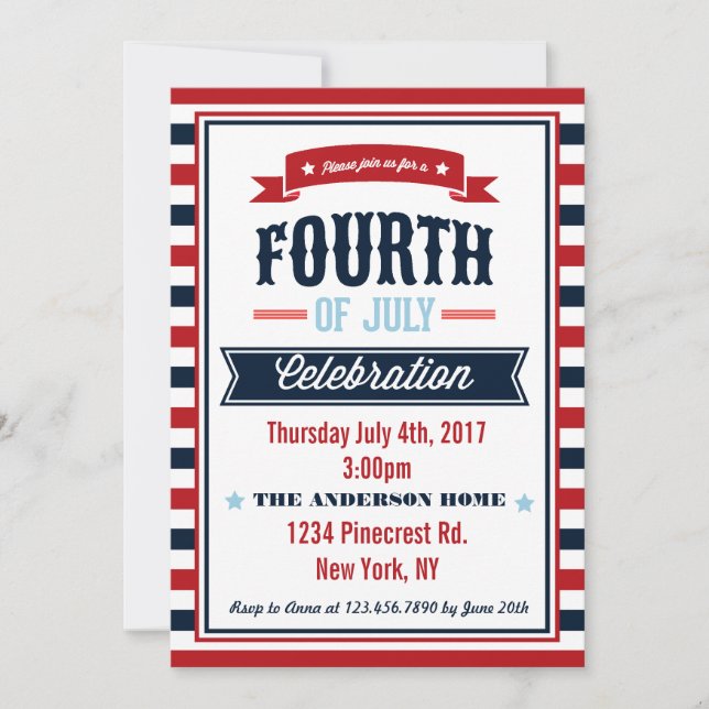Modern 4th of July Celebration Party Invitation (Front)