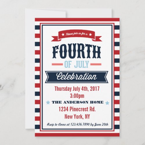 Modern 4th of July Celebration Party Invitation