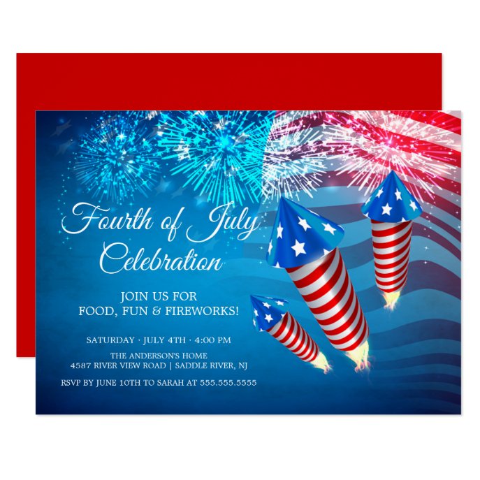 Modern 4th of July Fireworks Invitation