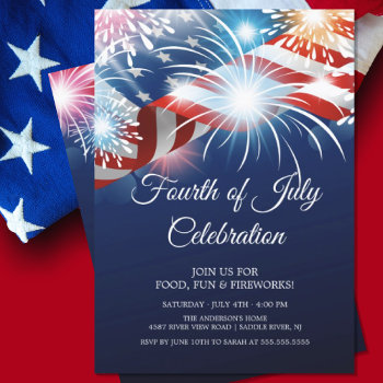 Modern 4th Of July Fireworks Invitation by invitationstop at Zazzle