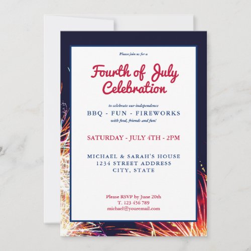 Modern 4th of July Fireworks Invitation