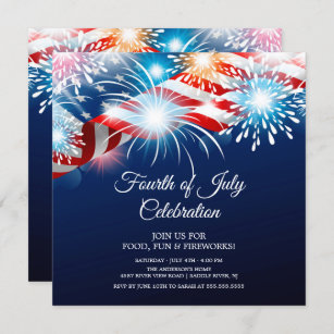 4th Birthday Invitation EDIT YOURSELF Digital Invite 4th of July Invitation Fireworks Invitation Indepence Day Invitation