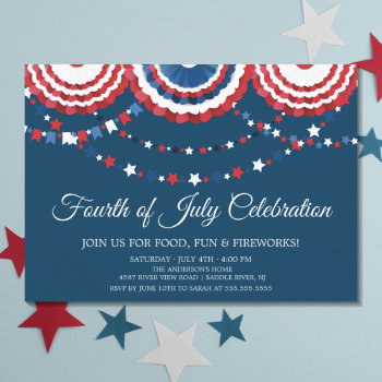 Modern 4th Of July Flag Bunting Invitation by invitationstop at Zazzle