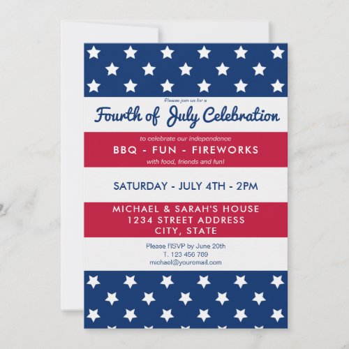 Modern 4th Of July Party Invitation