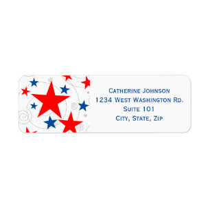Modern 4th of July Patriotic Red White Blue Stars Label